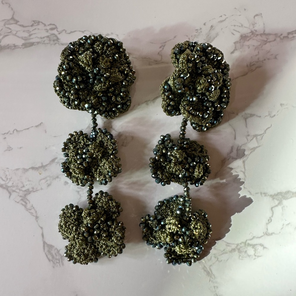 NWOT Galdiola Tiered Drop Earrings from Anthropologie - Green